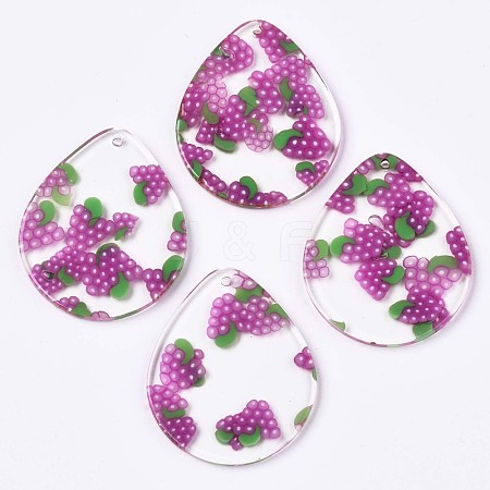 Autumn Theme Transparent Clear Cellulose Acetate(Resin) Pendants KY-T040-54C-1