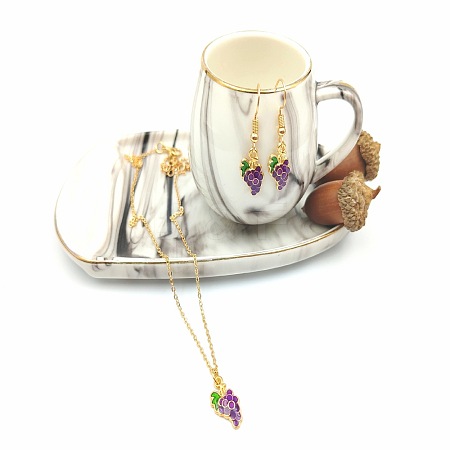 Fruits Alloy Enamel Pendant & Dangle Earrings Sets WGD4C05-05-1