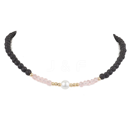 Natural Lava Rock Beaded Necklaces NJEW-JN04856-1