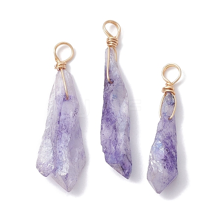 Electroplated Natural Quartz Crystal Dyed Pendants PALLOY-JF02325-02-1