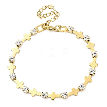 304 Stainless Steel Crystal Rhinestone Link Chain Bracelets for Women BJEW-G712-13B-02-1