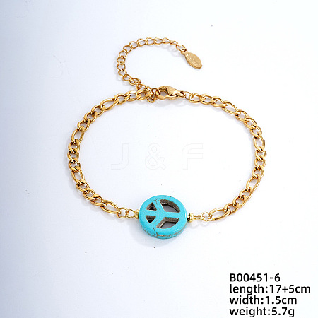 Fashionable Korean Style Brass Synthetic Turquoise Bracelets LH9898-6-1