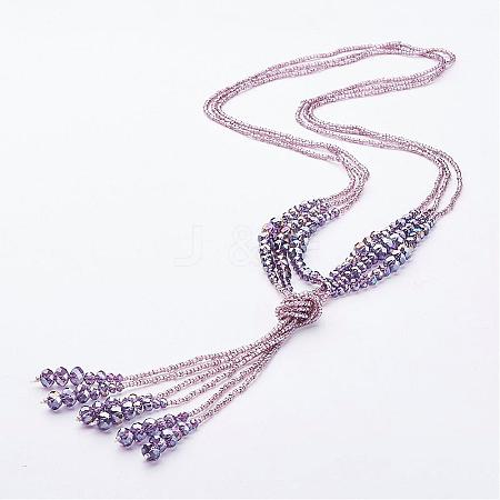 Glass Beaded Lariat Necklaces NJEW-A125-A001-1