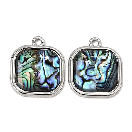 304 Stainless Steel & Natural Paua Shell Pendants SH-CBA7184-01B-P-1
