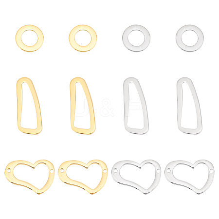 Unicraftale 12Pcs 6 Style 304 Stainless Steel Linking Rings STAS-UN0040-39-1