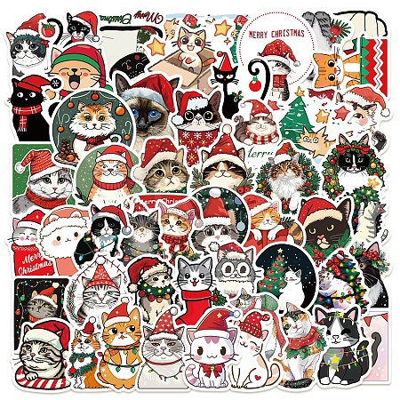 Christmas Cat PVC Waterproof Stickers PW-WG33E9A-01-1