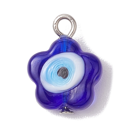 Handmade Evil Eye Lampwork Pendants PALLOY-JF02844-1