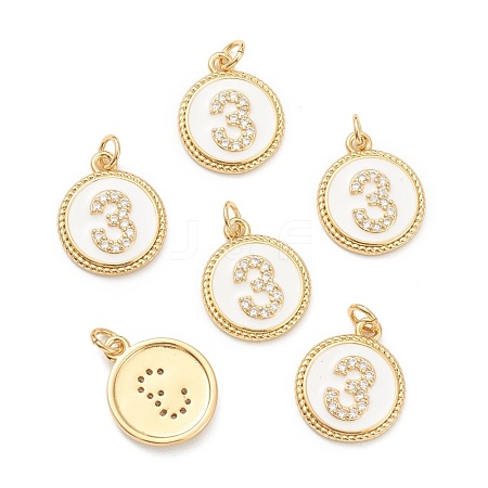 Brass Micro Pave Clear Cubic Zirconia Charms ZIRC-J040-44G-03-1