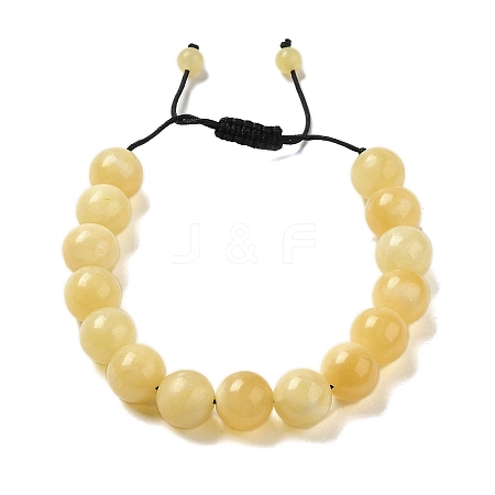 12.5mm Round Natural Yellow Jade Braided Bead Bracelets for Women Men BJEW-C060-01J-1