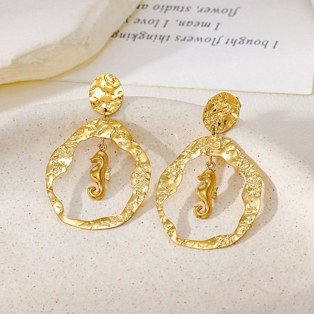 304 Stainless Steel Stud Dangle Earrings WGEDCDB-02-1