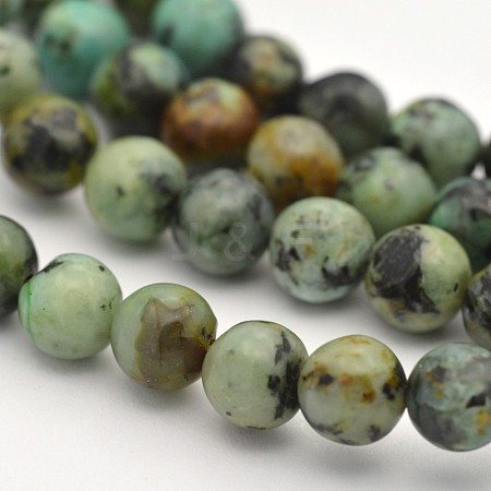 Natural African Turquoise(Jasper) Round Beads Strands G-D665-6mm-1