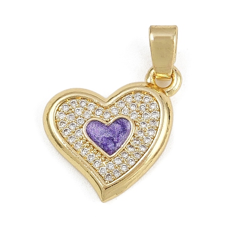 Brass Micro Pave Cubic Zirconia Enamel Pendants KK-Z123-19G-02-1