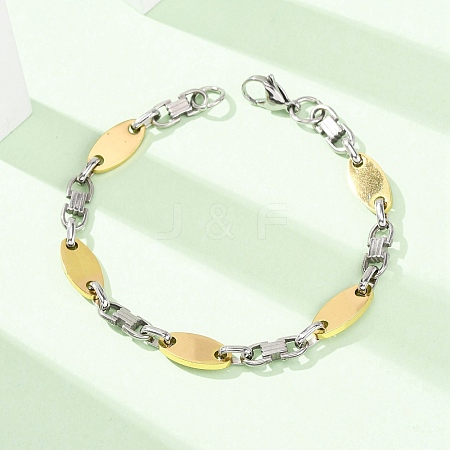 304 Stainless Steel Oval Link
Chain Bracelets for Women Men BJEW-F527-08A-GP-1