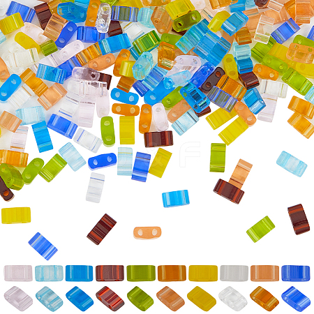 800Pcs 10 Colors 2-Hole Glass Seed Beads SEED-SC0001-46-1