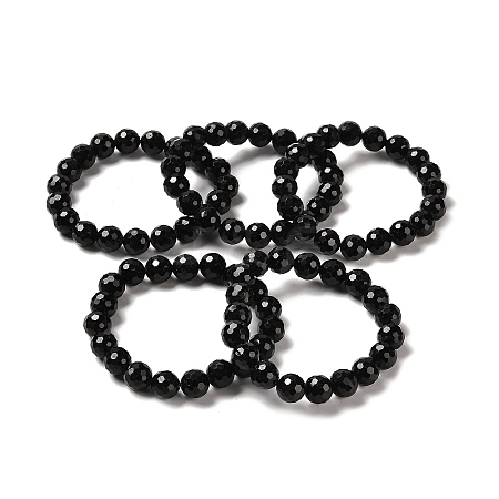 Natural Black Tourmaline Beaded Stretch Bracelets BJEW-K233-01C-03-1