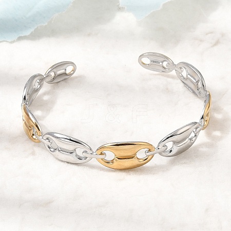 Two Tone 304 Stainless Steel Mariner Chain Cuff Bangles for Women SA-CBA82C8-07GP-1