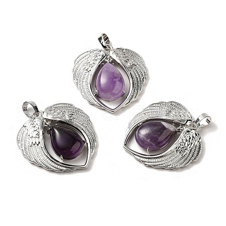 Natural Amethyst Teardrop Pendants X-KK-K331-02P-08-1