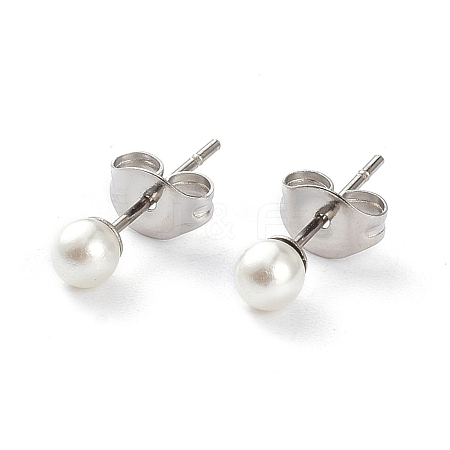 Plastic Imitation Pearl Stud Earrings STAS-D0001-03-P-B-1