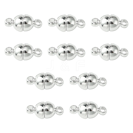 10Pcs Round Brass Magnetic Clasps with Loops KK-FS0001-34S-1