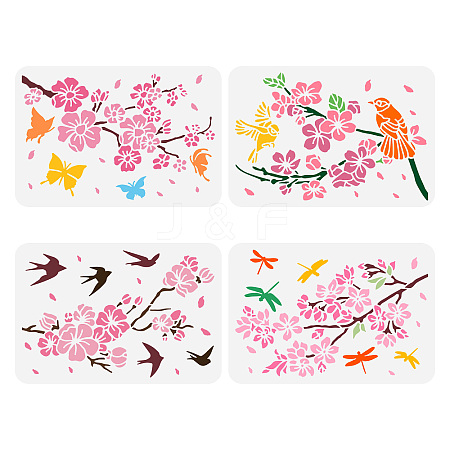 4Pcs 4 Styles PET Hollow Out Drawing Painting Stencils DIY-WH0394-0035-1