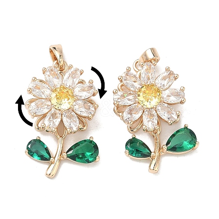 Brass Micro Pave Cubic Zirconia Rotatable Pendants KK-A287-02G-1