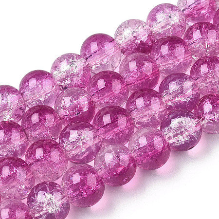 Transparent Crackle Baking Painted Glass Beads Strands X1-DGLA-T003-01A-09-1