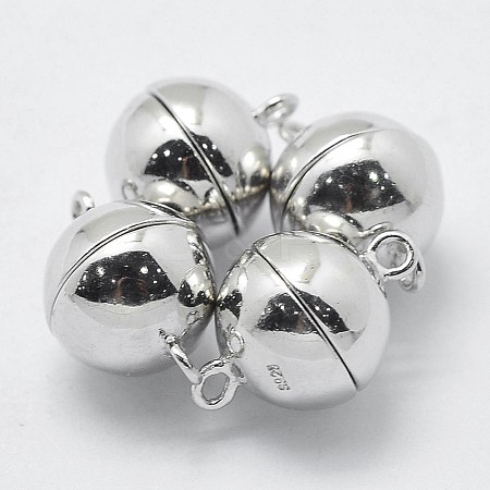 Rhodium Plated 925 Sterling Silver Magnetic Clasps STER-F037-098P-12mm-1