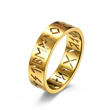 Hollow Word Stainless Steel Finger Rings FIND-PW0020-13C-G-1