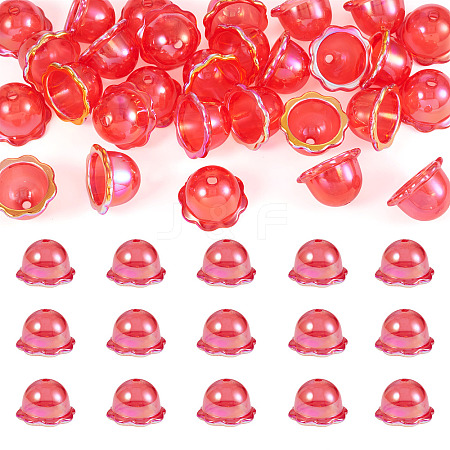 30Pcs UV Plating Acrylic Bead Caps PACR-TA0001-17G-1