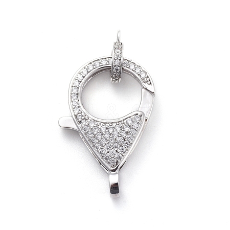 Brass Micro Pave Cubic Zirconia Lobster Claw Clasps ZIRC-K081-95P-02-1