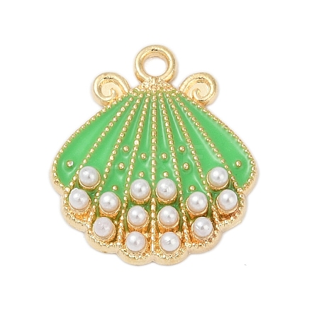 Alloy Enamel Pendants with Plastic Imitation Pearl FIND-Z070-04G-02-1