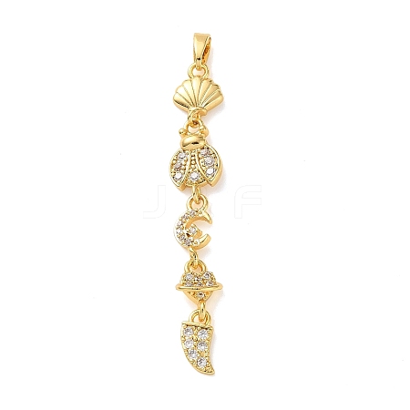 Brass Micro Pave Clear Cubic Zirconia Pendants LS-KK-D101-01A-G-1