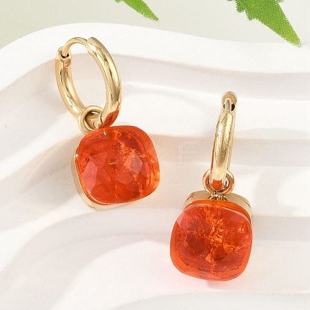 304 Stainless Steel Glass Hoop Earrings EJEW-Z089-30G-1