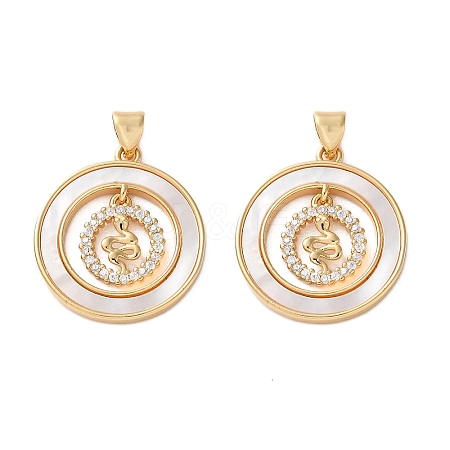 Brass Micro Pave Cubic Zirconia Pendants KK-U070-02E-G-1