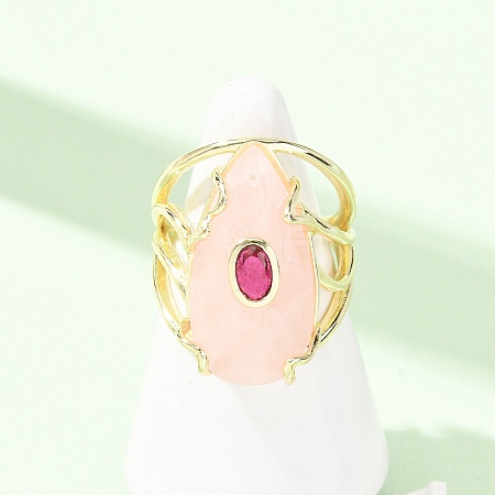 Natural Rose Quartz Cuff Rings GG-CBA5FCC-03G-01-1