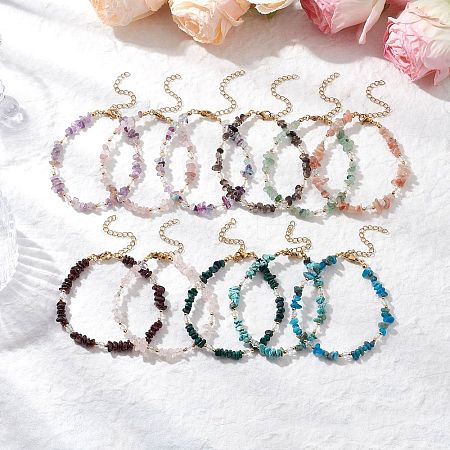 Natural Gemstone Chip Beaded Bracelets for Women BJEW-JB11742-1