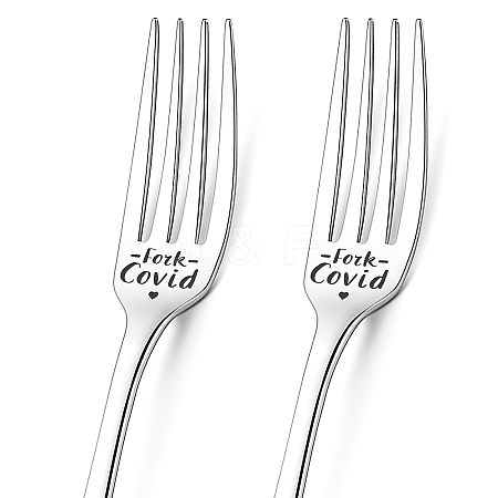 Globleland Word Pattern 304 Stainless Steel Fork AJEW-GL0001-17P-1