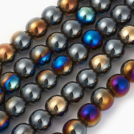 Electroplated Non-magnetic Synthetic Hematite Beads Strands G-P408-A-2mm-1