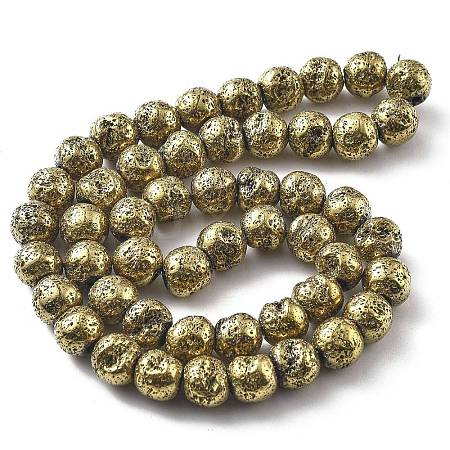 Electroplated Natural Lava Rock Beads Strands G-A251-E01-01A-1