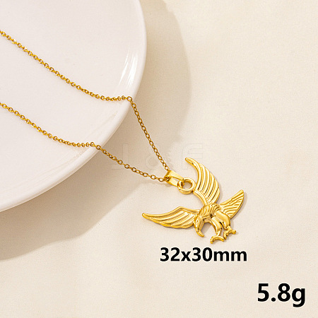 Animal Stainless Steel Eagle Pendant Necklace for Women QG3482-6-1