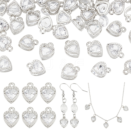 100pcs Clear Cubic Zirconia Alloy Charms ZIRC-PH0001-10-1