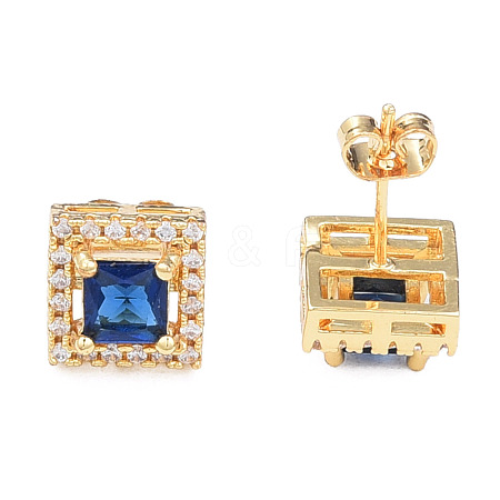 Cubic Zirconia Square Stud Earrings EJEW-N011-62A-1