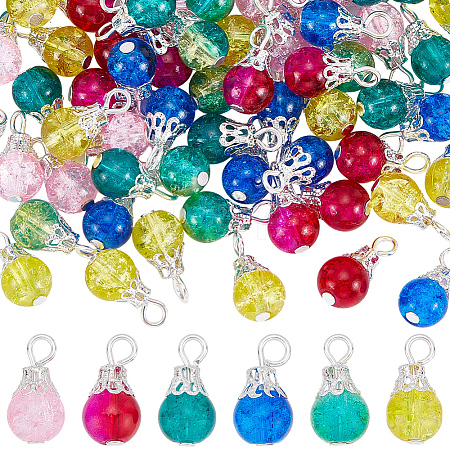 96Pcs 2 Bags 6 Colors Crack Glass Bead Pendants GLAA-BM0001-03-1