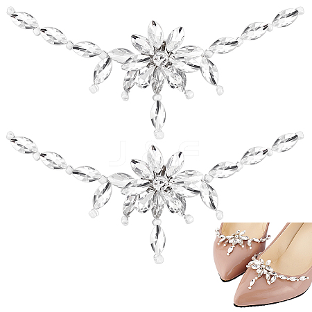 AHADERMAKER 1 Pair Flower Crystal Rhinestone Wedding Shoe Decorations FIND-GA0003-62-1