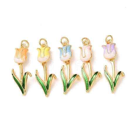 Brass with Enamel Pendants KK-CBA2F11-06G-1