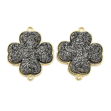 Brass with Druzy Resin Connector Charms KK-C158-05B-G-1