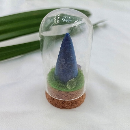 Natural Lapis Lazuli Cone Display Decoration with Glass Dome Cloche Cover PW-WGA23BB-06-1