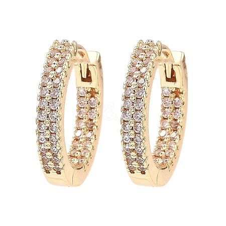 Brass Micro Pave Cubic Zirconia Hoop Earring EJEW-D078-50KCG-1