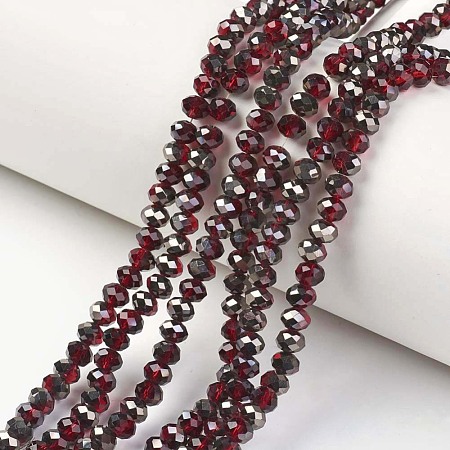 Electroplate Transparent Glass Beads Strands EGLA-A034-T6mm-P10-1