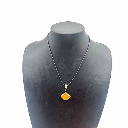 Natural Picture Jasper Fan-Shaped Pendant Necklaces VA7169-4-1